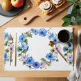 thumbnail image 2 of Spring Flower Wreath Placemats Set of 1, Country Watercolor Blue Purple Floral Bud Leaf Non-Slip Place Mats Washable Table Mats for Kitchen Dining Table Decorations Indoor/Outdoor, 2 of 9