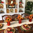 thumbnail image 3 of Table Runner Dresser Scarves 60 Inch Long,Thanksgiving Dessert Pumpkin Leaves Linen Dining Table Runners Flower Maple on Orange Grid Tabletop Scarf for Wedding Holiday Party Kitchen, 3 of 9
