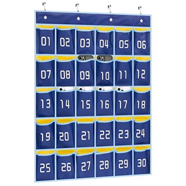 Organizador de Pared y Puerta Colgante MISSLO 30 Bolsillos Para Celulares Azul