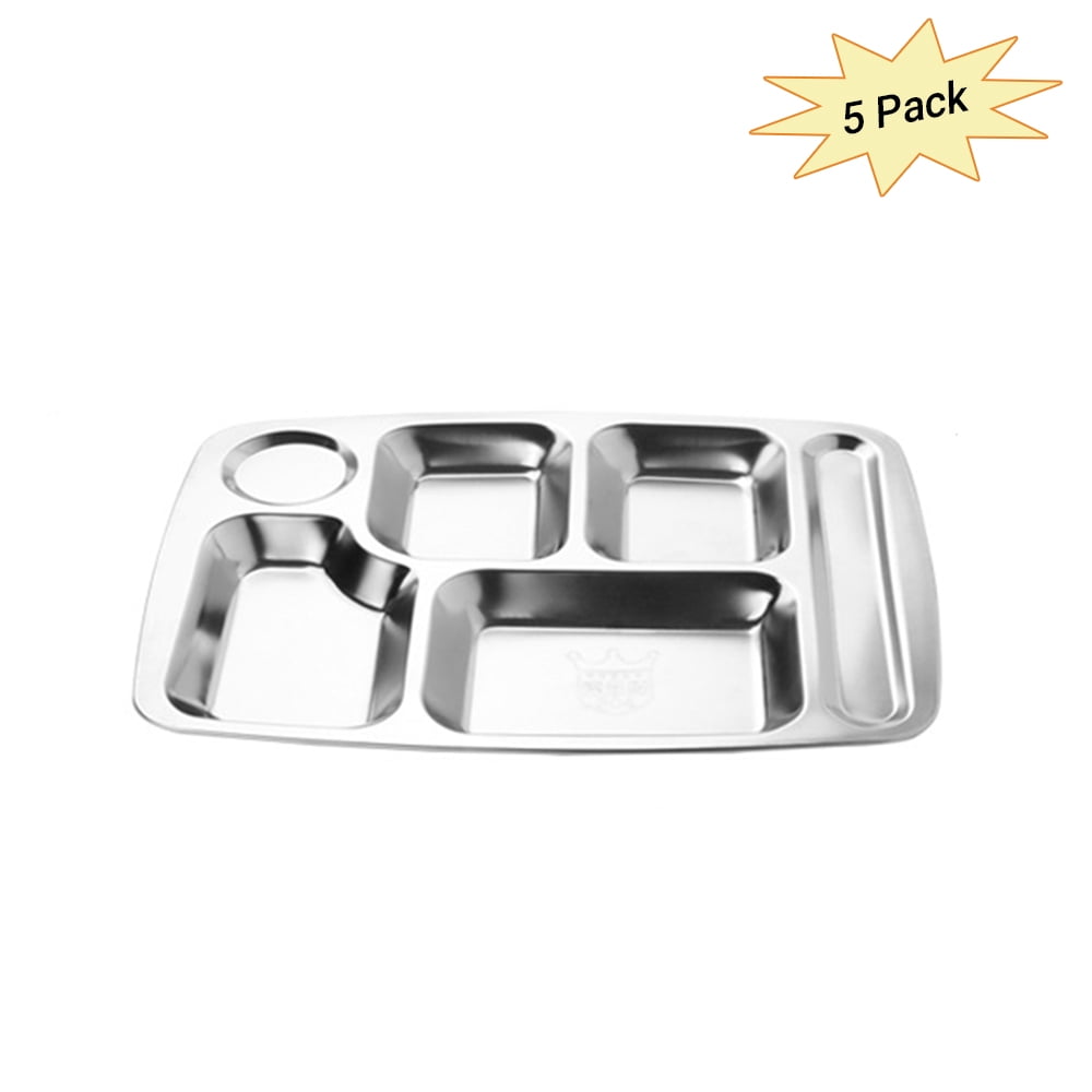 Stainless Steel Segmented Trays Divided Plate Meal Tray Food Serving