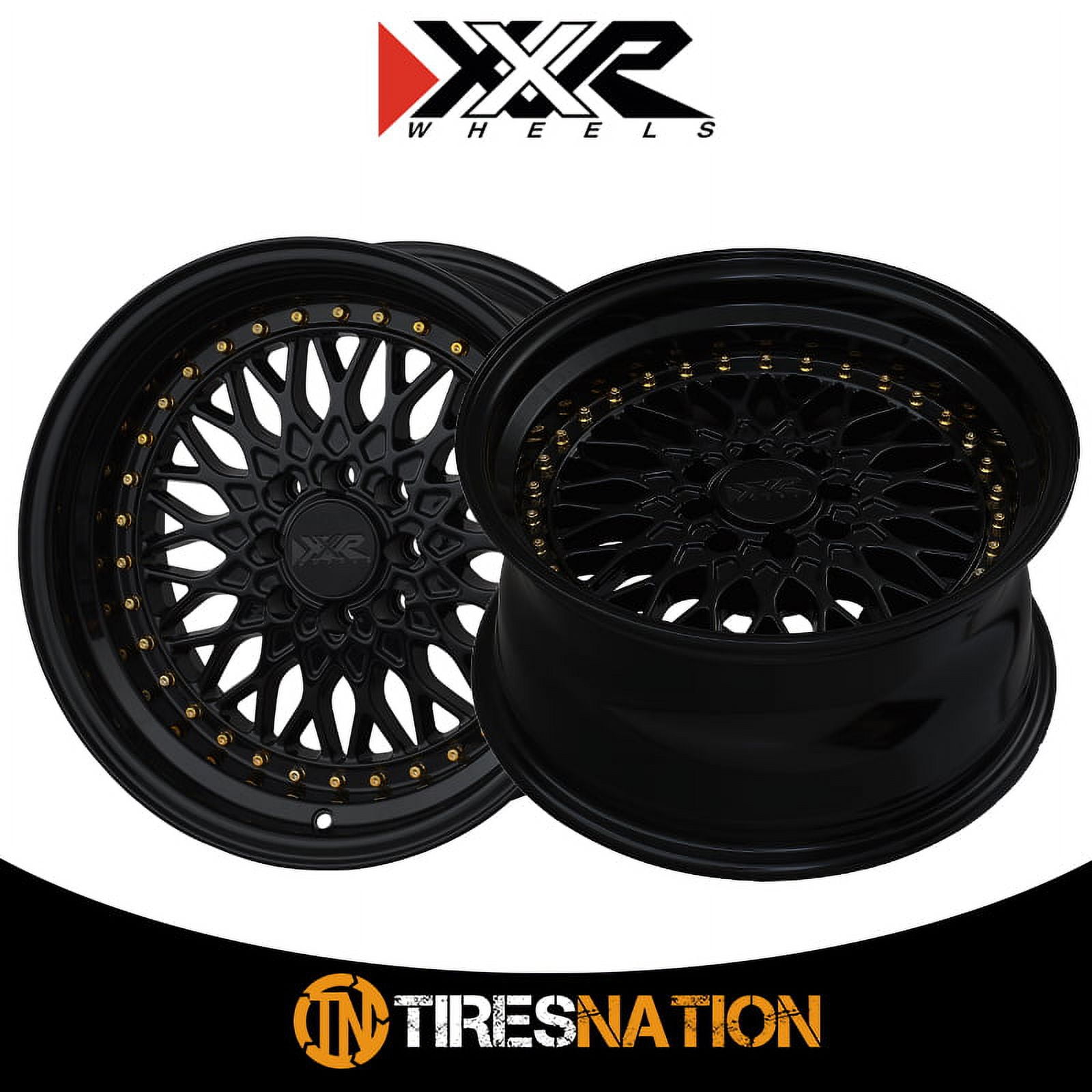 XXR 536 15x8 4x100/4x114.3 20et Black / Gold Rivets Wheel