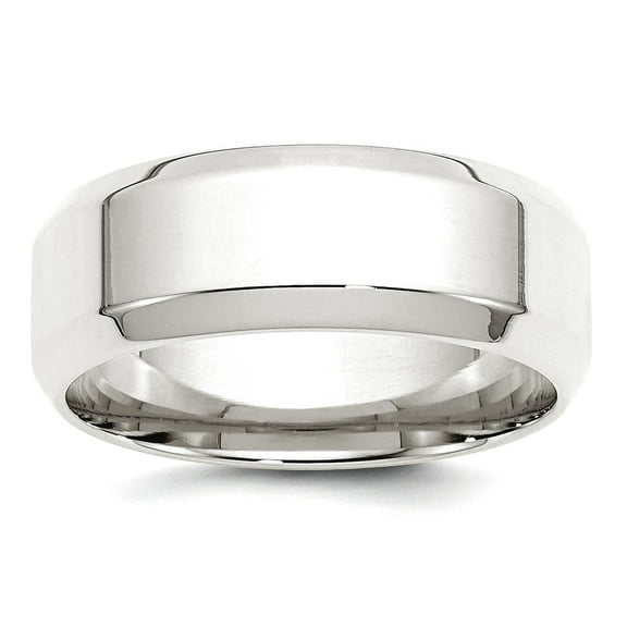 925 Sterling Silver Polished Engravable Beveled Edge 8mm Bevel Edge Size 8.5 Band Ring Jewelry for Women