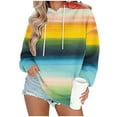 thumbnail image 4 of Craaazy Women's Loose Long Sleeved Oversized Striped Printed Hooded Tops with Pockets Gifts, 4 of 6