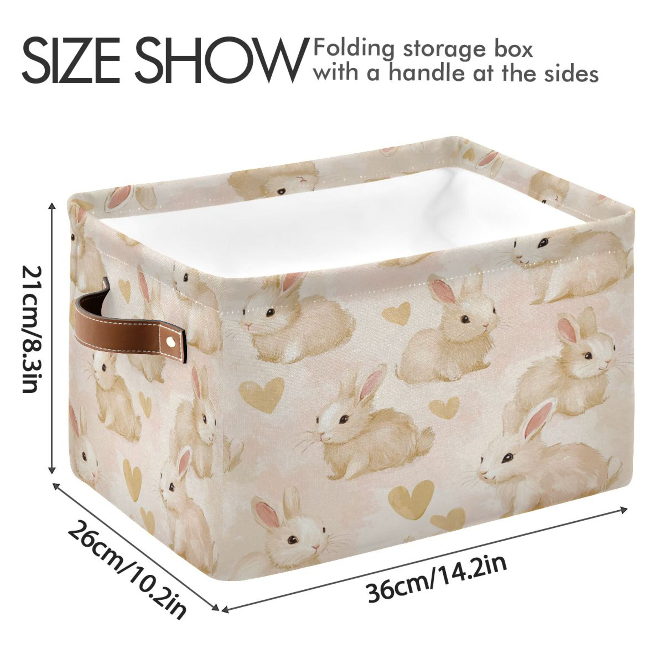 Small Bunnies Foldable Storage Basket,Canvas Fabric Foldable Storage Bins with Handles Open Home Storage Bins Boxes for Toy Book Shelf Closet Baskets