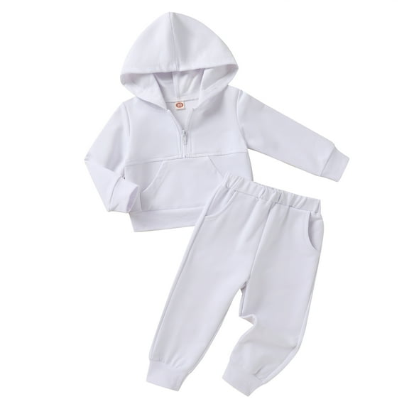Younger Tree Baby Boy Girl Clothes Fall Winter Solid Color Zipper Long Sleeve Hoodie Sweatsuit and Sweatpants Outfits for 2-3T