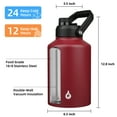 thumbnail image 2 of BJPKPK 128oz Insulated Water Bottle with Wide Mouth, One Gallon Stainless Steel Water Bottle with Handle, One Gallon Water Jug for Sports, Travel, Brick Red, 2 of 6