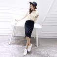 thumbnail image 2 of Split Pencil Skirt ,Women's Elastic High Waist Stretch Cotton Knee Pencil Midi Skirt slim fit hip professional skirt, 2 of 5