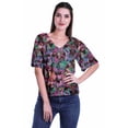 thumbnail image 1 of Moomaya Blouse d'Été Boho à Manches Courtes en Rayonne Imprimée pour Femmes, 1 of 5
