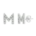 thumbnail image 3 of Natalia Drake Initial 1/10 Cttw Diamond Stud Earrings for Men or Women in Rhodium Plated Sterling Silver Letter M (Color H-I / Clarity I1-I2), 3 of 6
