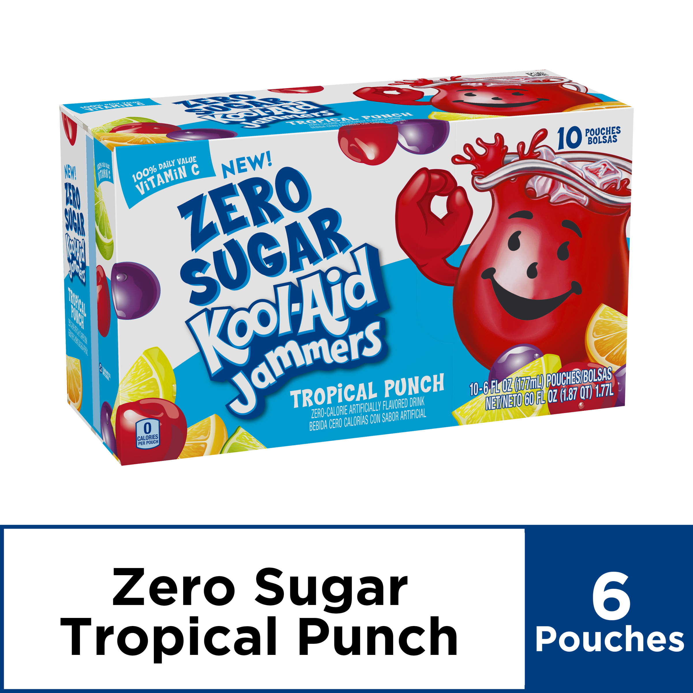 KoolAid Jammers Artificially Flavored Drink, Zero Sugar Tropical Punch