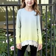 thumbnail image 2 of aohooy Cool Girl Tops Gradient Solid Long Sleeve Crewneck Tunic Lace Trim Hem Trendy Blouses Cute Fall Pullover Loose Soft Shirts Yellow,4-5Years, 2 of 6