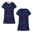 thumbnail image 3 of Bixox Blue Firework Pattern Women's Nightgown, Soft & Breathable Sleepwear, Round Neck Knee-Length Pajama Dress,Loungewear for Home & Sleep, 3 of 7