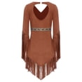 thumbnail image 3 of Aislor Girls Inspired Fringe Dress V Neck Long Sleeve Maiden Princess Dress Umber 16, 3 of 7