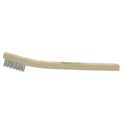 

Small Hand Scratch Brush 7-1/2 in 3 X 7 Rows Stainless Steel Wire Curved Wood Handle | Bundle of 2 Each
