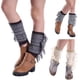 thumbnail image 3 of Mujeres Bohemian Boot Cuffs Toppers Borlas con flecos laterales Calcetines cortos de punto de ganchillo Calentadores de piernas Patrón de rayas geométricas Calcetería de pantorrill, 3 of 4
