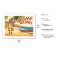 thumbnail image 2 of Aloha Waikiki - Hula Dancer - Vintage Hawaiian Travel Poster by Kerne Erickson - Bamboo Fine Art 290gsm Paper Print (Unframed) 18x24in, 2 of 4