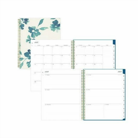 Bakah Blue Academic Year Weekly/Monthly Planner, Floral Artwork, 11 x 8.5, Blue/White Cover, 12-Month (July-June): 2025-2026 | Bundle of 2