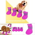 thumbnail image 3 of 4 Pack Silicone Pet Dog Cute Waterproof Boots Non Slip Protective Rain Boots Jelly Shoes Dog Rain Boots[L-purple], 3 of 6