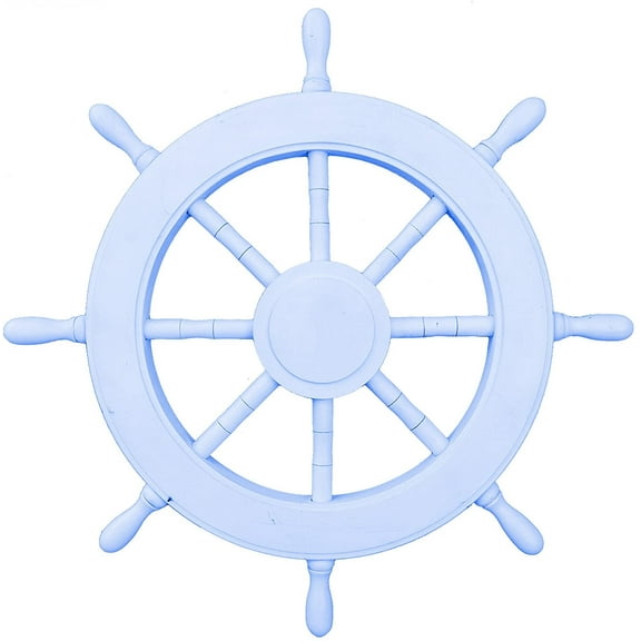 Wooden Ship Wheel With Wooden Hub - (30 Inches, Moonlight Blue)