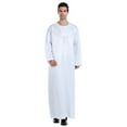 thumbnail image 2 of Baqcunre Women's Muslim Arab Middle Solid Color Stand Collar Robe Mens Clothes Mens Robe Maxi Dress for Women Mens Long Sleeve Shirt,White Dresses,Size M, 2 of 7