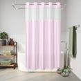 thumbnail image 6 of No Hook Shower Curtain, Pink White Stripe Shower Curtains for Bathroom with See Through Top Window, Modern Minimalist Geometric Striped Waterproof & Washable Bath Curtain Narrow 54"x78", 6 of 9