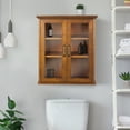 thumbnail image 2 of Teamson Home Armoire Murale de Rangement 2 Portes en Verre Étagères Placage de Bois Fini Chêne Huilé, 2 of 8
