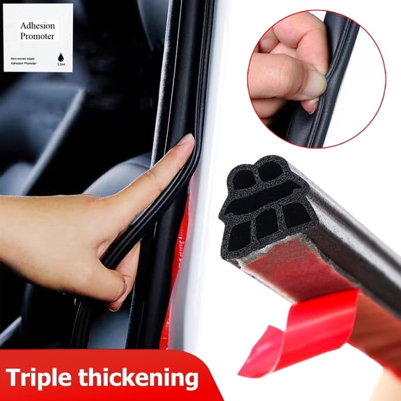 AUTOXBERT 16FT/5M Car Door Seal Strip Rubber Weatherstrip 3-Layer Waterproof Noise Insulation