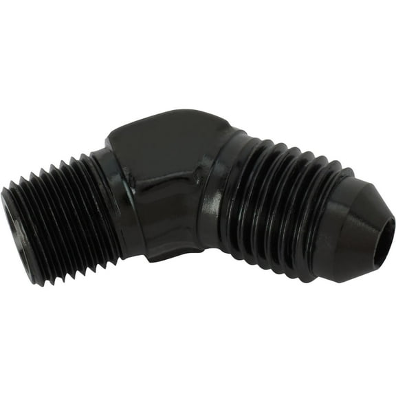 Black 45 Degree -4 AN Flare to 1/8 Inch NPT Pipe Adapter Fitting