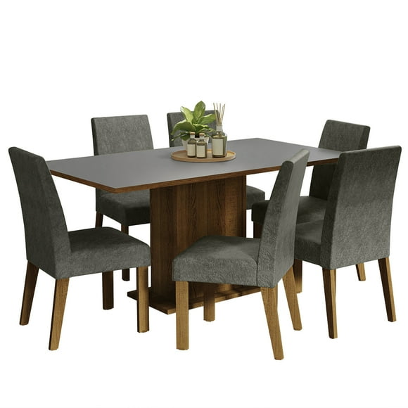 Juego de Comedor con Mesa de Madera y 6 Sillas Madesa Plata