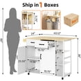 thumbnail image 2 of QinaQin Mobile Kitchen Island Table with Drop Leaf, 2 Drawers, 2 Cabinets and 3 Open Spice Racks, 2 of 9