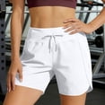 thumbnail image 6 of PWPSG Women's High Waist Drawstring Quick Dry Side Split Athletic Shorts, Zipper Pockets for Yoga Workout Daily Commute White S, 6 of 8