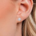 thumbnail image 3 of Gem Stone King 18K Rose Gold Plated Silver White Zirconia Stud Earrings for Women | 3.00 Cttw | Gemstone Birthstone | Round 6MM, 3 of 6