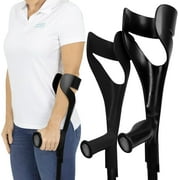 Vive Forearm Crutches (Pair) - Adjustable, Lightweight Arm Crutches Forearm for Adults - Ergonomic Arm Crutch Cuff and Comfortable Handles - Heavy Duty Crutches Non Slip Skid Replaceable Rubber Tips