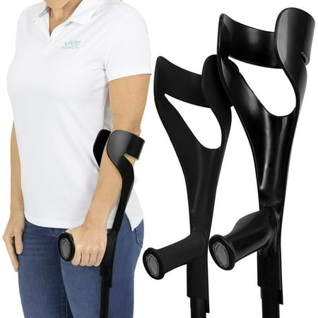 Vive Forearm Crutches (Pair) - Adjustable, Lightweight Arm Crutches Forearm for Adults - Ergonomic Arm Crutch Cuff and Comfortable Handles - Heavy Duty Crutches Non Slip Skid Replaceable Rubber Tips