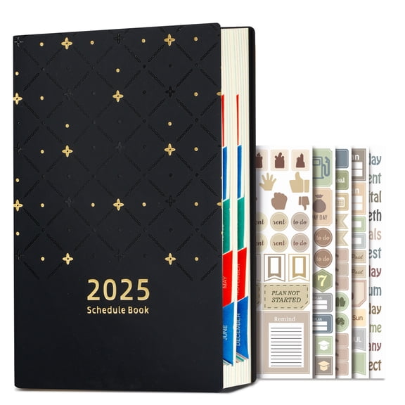 GROBRO7 A5 Weekly Monthly Planner Notebook with Sticker Set, 21x14.5x2 cm