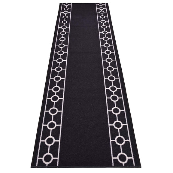 Extra-Long Low Pile Runner Rug Skid Resistant Backing Rug Runner Bordered Geometric Abstract Design Cut to Size Roll Runner Rugs - 49 Feet x 32 Inch
