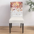 thumbnail image 4 of Fall Leaf Dining Room Chair Covers Set of 8, Maple Leaf Autumn Plant Grey Wood Grain Stretch Chair Slipcovers Removable Washable Seat Cover Chair Protectors for Kitchen Home, Hotel Banquet, 4 of 6