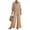 Khaki, variant on Women's V-Neck Long Sleeve Shirt and Wide Leg Pants Set Casual Loose Fit Fashion Comfortable 2 Piece Outfits, Green, L