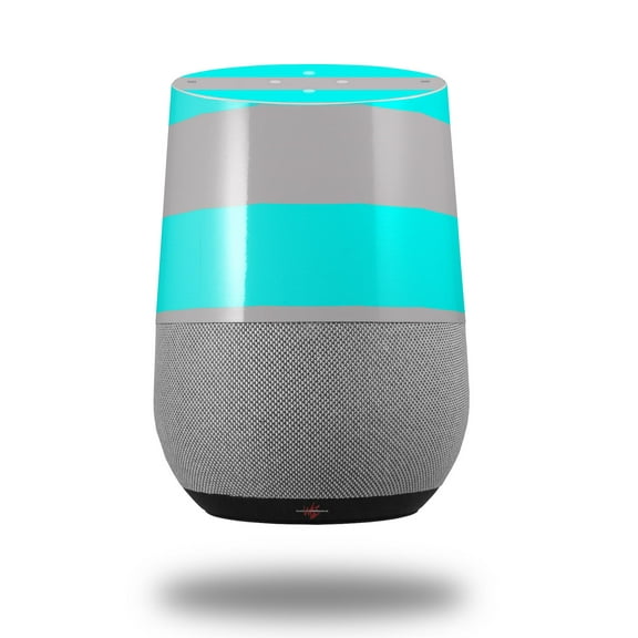 Decal Style Skin Wrap for Google Home Original - Psycho Stripes Neon Teal and Gray (GOOGLE HOME NOT INCLUDED) by WraptorSkinz