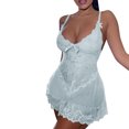 thumbnail image 2 of XWSHYW Sexy Pajama Set for Women Summer Solid Color Lace Nightgown Leisure Crew Neck Cami Pajamas Todays Clearance Deal, 2 of 4