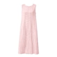 thumbnail image 5 of ClodeEU Women's Crew Neck Sleeveless Eyelet Embroidery Midi Dress,Summer Casual Loose Dress with Pocket Pink,Women's Plus XL, 5 of 8