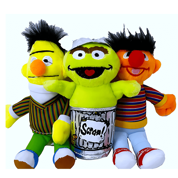 Sesame Street 3pcs  Bert Ernie, and Oscar The Grouch Plush Keychains
