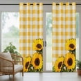 thumbnail image 5 of Outdoor Curtains for Patio Waterproof, Spring Sunflowers Outdoor Privacy Panels Grommet, Yellow White Plaid Farmhouse Rustic Blackout Outside Curtains for Porch/Cabana/Pergola/Gazebo 54"x84", 1 Panel, 5 of 8