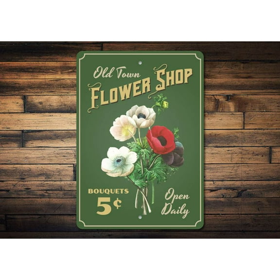 Flower Bouquet Novelty Decor, Metal Wall Sign - 10x14 Inches
