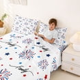 thumbnail image 4 of Manfei Patriotic Firework Star Queen Sheets, Faith Family Freedom Print Queen Sheet Sets, Red White Blue, Polka Dots Reversible 4-Piece (1 Flat Sheet, 1 Fitted Sheet and 2 Pillowcases), 4 of 6