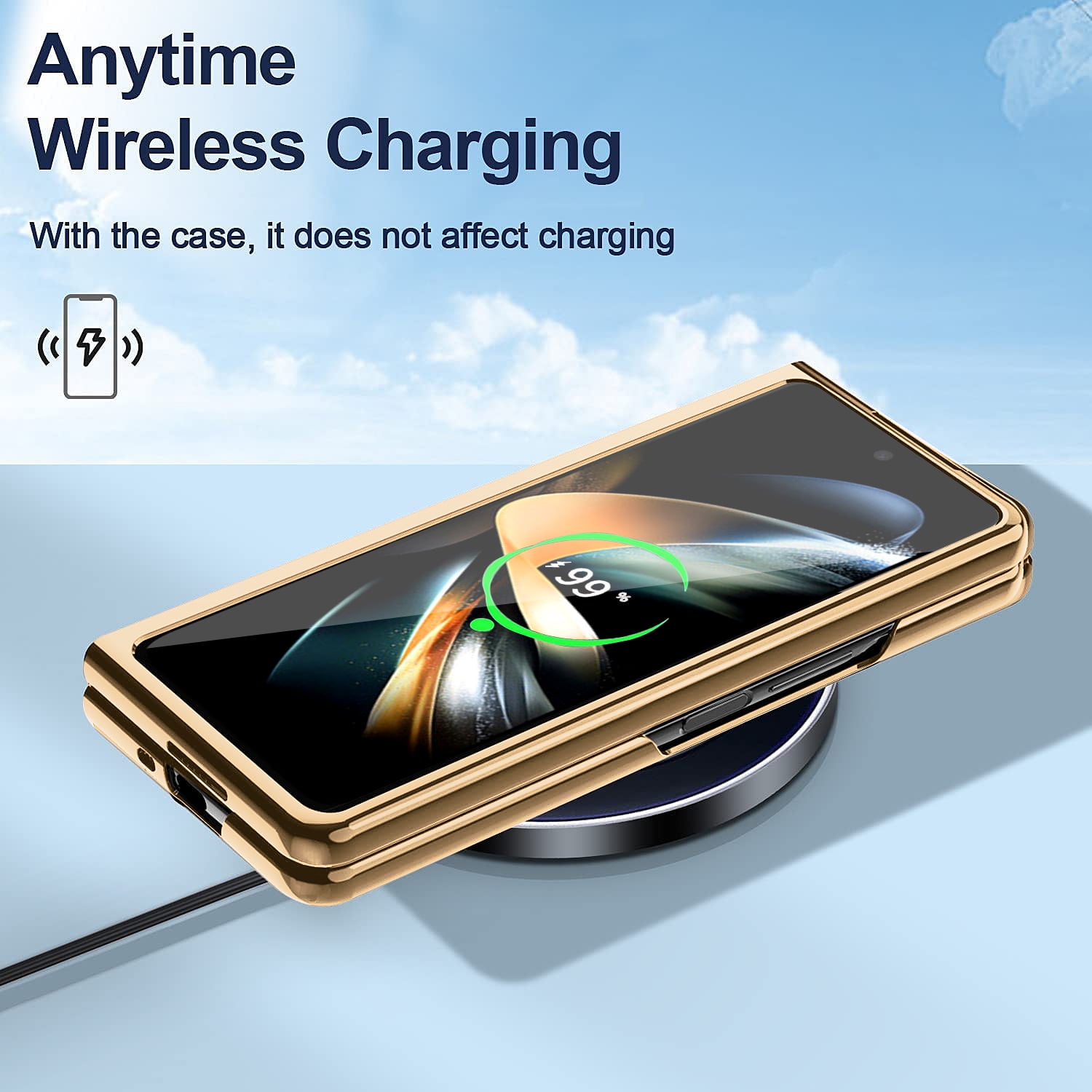 High Quality Electroplated Folding Screen Phone Leather Case for Samsung Fold 6, Ring Bracket Shell Film Protective Cover