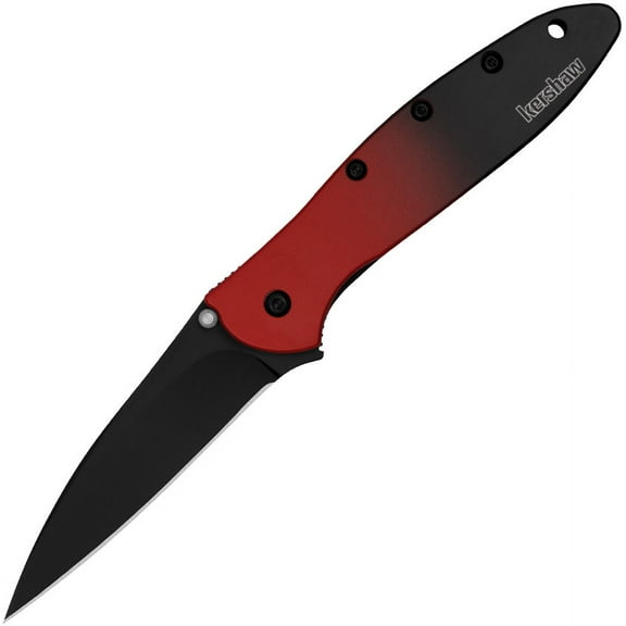 Kershaw 1660GRDBLK Leek 14C28N Black 3" Frame Red/Black Assited Folding Knife