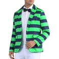 thumbnail image 4 of Inspire Chic Chaquetas Deportivas a Rayas para Hombres, Blazers de Promoción de Un Solo Botón con Solapa Notch 2XL Verde, 4 of 6
