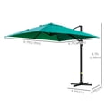 thumbnail image 3 of Outsunny 10x10ft Cantilever Umbrella with 4 Adjustable Angle and Rotation, Square Top Market Parasol with Aluminum Pole and Ribs for Backyard Patio Outdoor Area, Green, 3 of 9