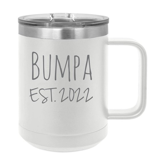 Bumpa Est. 2022 Established Stainless Steel Vacuum Insulated 15 Oz Engraved Double-Walled Travel Coffee Mug with Slider Lid